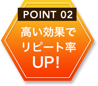 高い効果でリピート率UP！