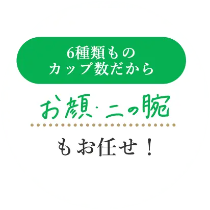 6種類ものカップ数だからお顔・二の腕もお任せ！