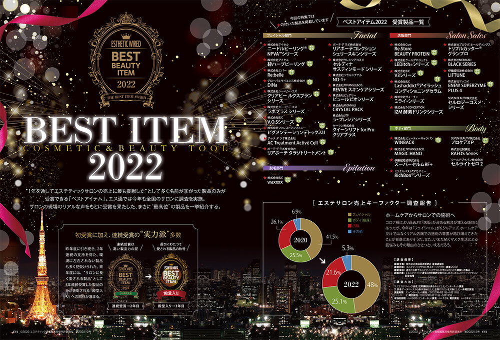 エステティック通信2022年12月号 「BEST ITEM COSMETIC&BEAUTY TOOL2022」