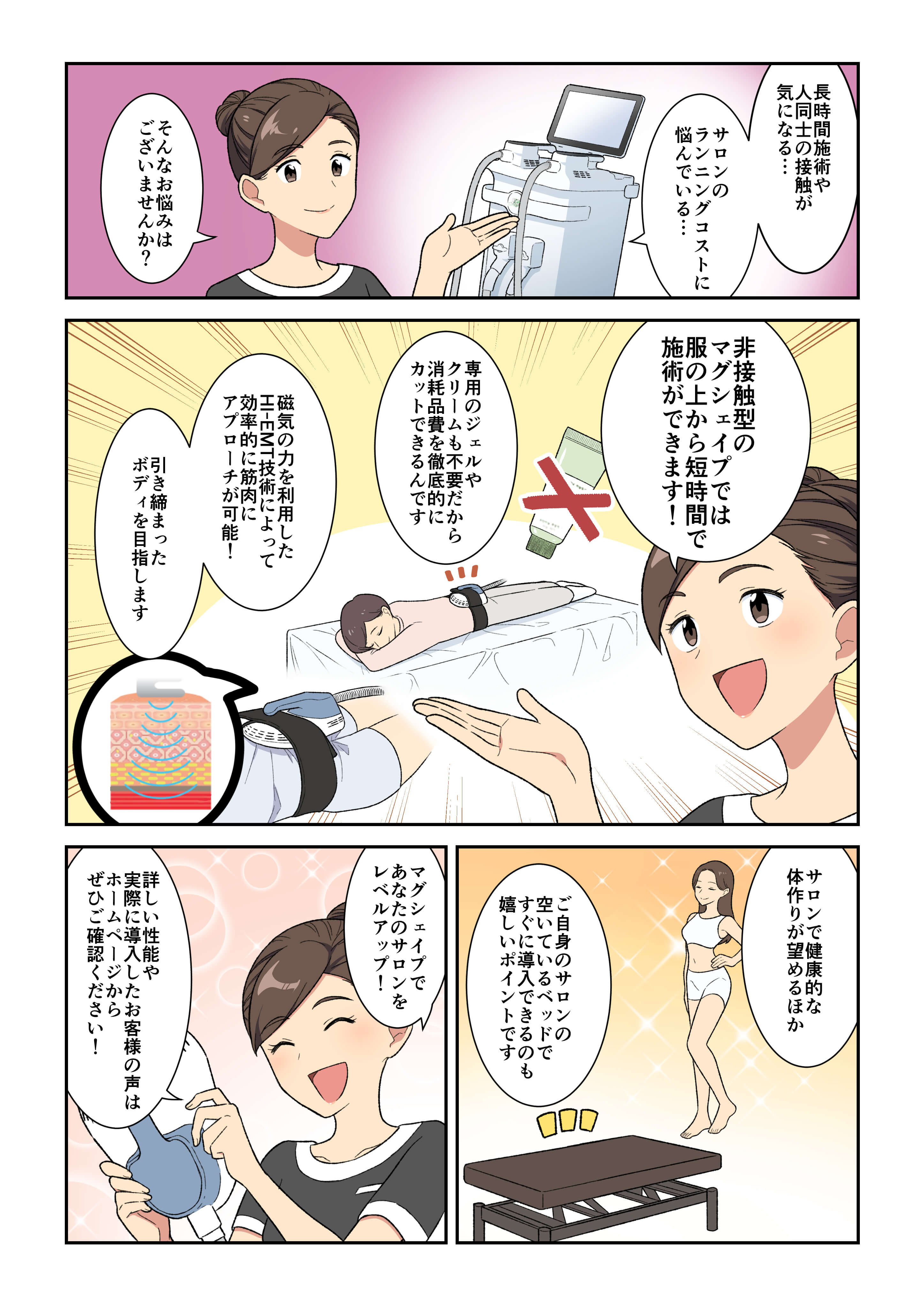 1台で脂肪燃焼＋トレーニング効果を発揮する最新痩身機「MAGSHAPE (マグシェイプ）」漫画