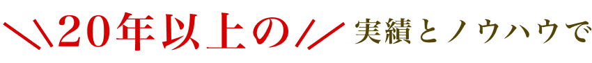20年以上の実績とノウハウで